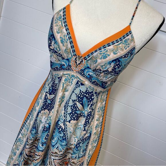 Rubber Ducky Bohemian Print Spaghetti Strap Dress Size Small - Picture 4 of 8